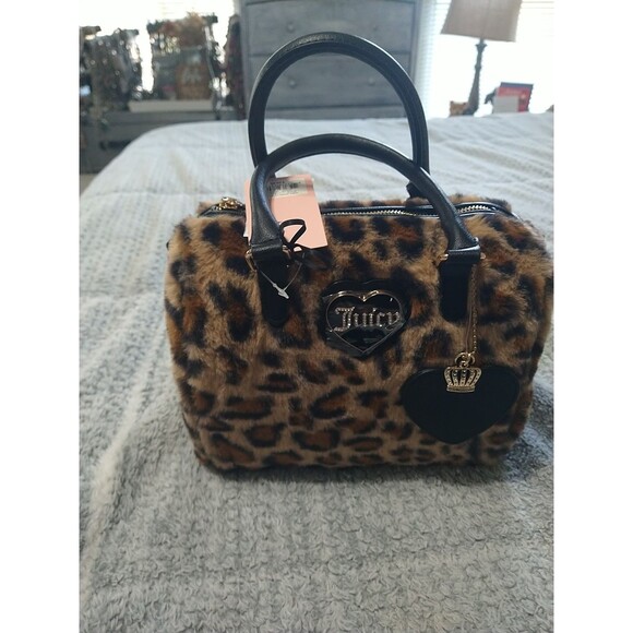 Juicy Faux Fur Leopard Satchel Bag Y2k Nwt - Picture 3 of 11
